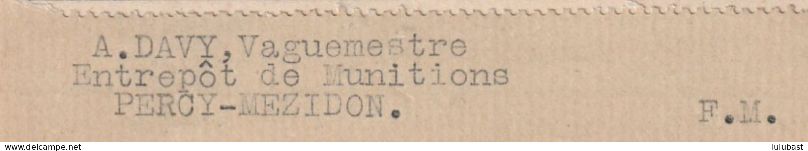 Lettre En F.M. De L'Entrepôt De Munitions De PERCY-MEZIDON (Calvados) Pour Arromanches Les Bains. - Lettere In Franchigia Civile