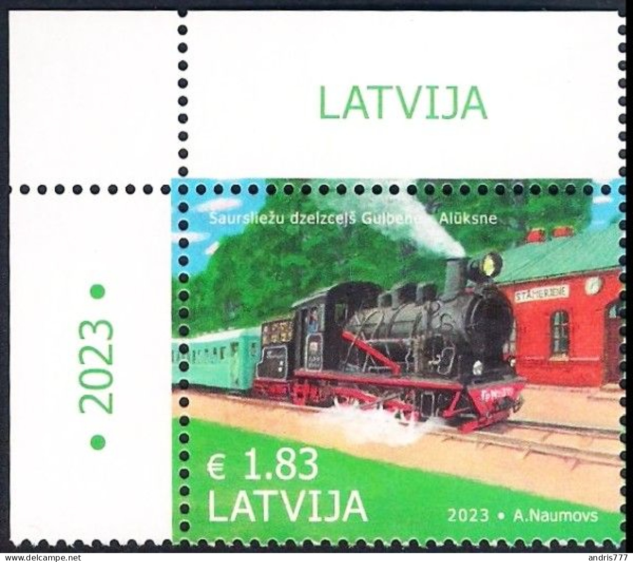 Latvia Lettland Lettonie 2023 (17) Narrow Gauge Railroad Gulbene - Aluksne 120 Years (corner Stamp) - Latvia