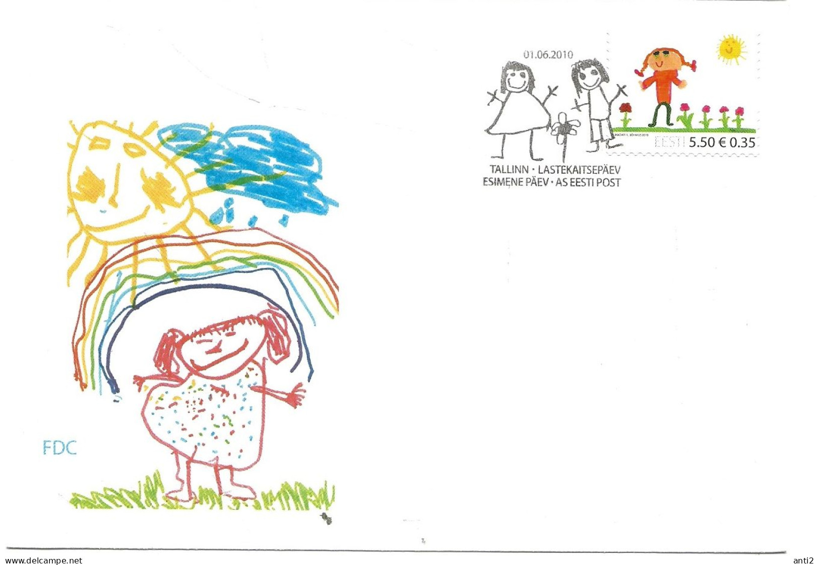 Estonia Eesti Estland 2010 World Children's Day. Children's Drawing By Helina Madar (6 Years) Mi 667  FDC - Estonie