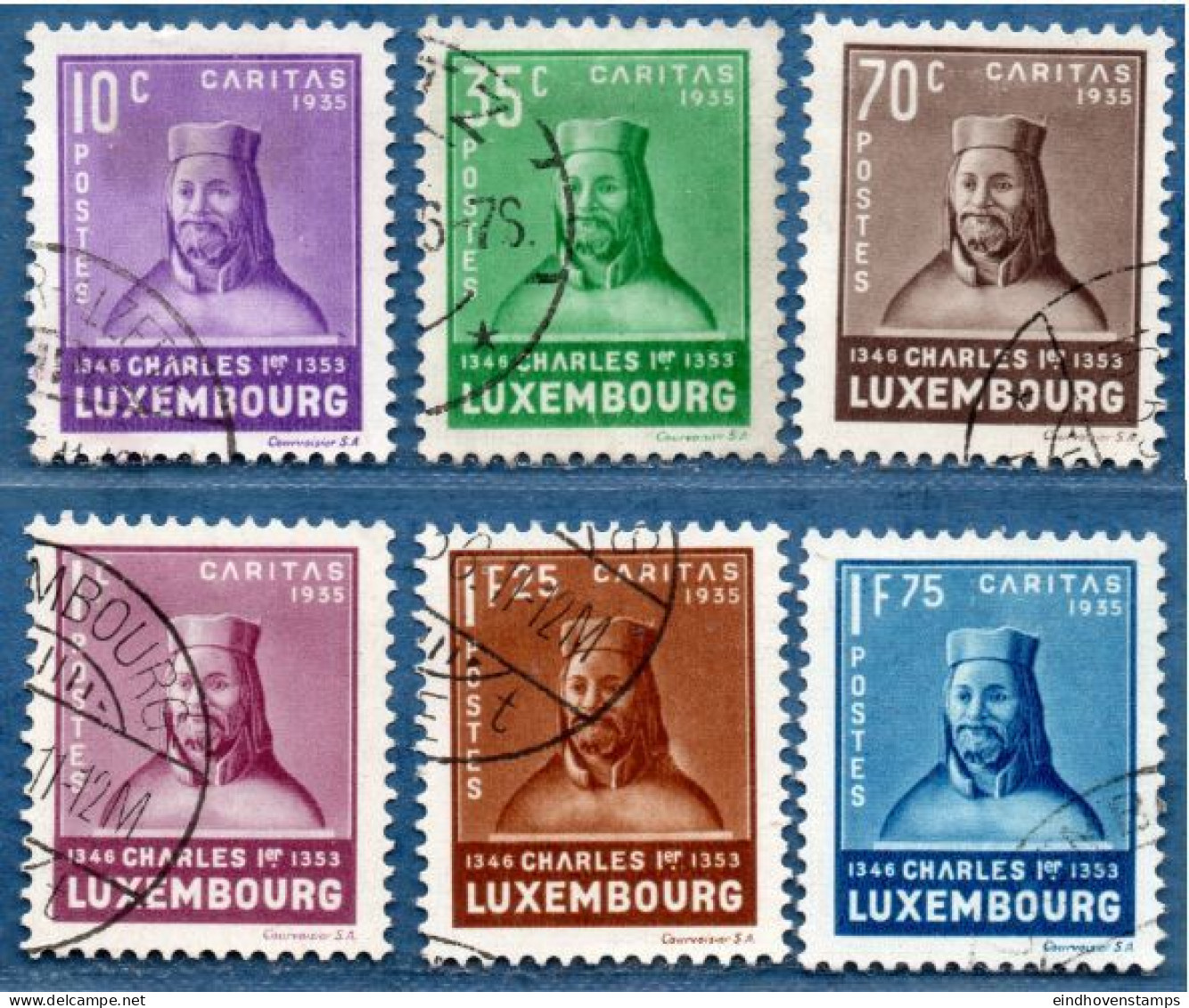 Luxemburg 1935 Charles I, Caritas 6 Values Cancelled - Unused Stamps