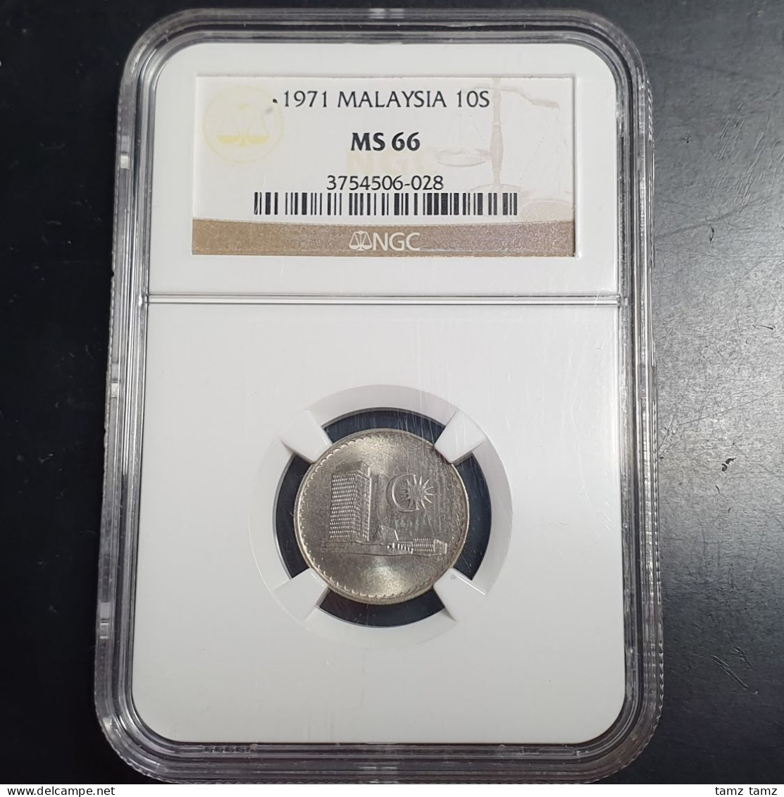 Malaysia 10 Sen 1971 V2 Dot Without Line Scarce Very Low Mintage 1971 NGC MS 66 - Malaysie