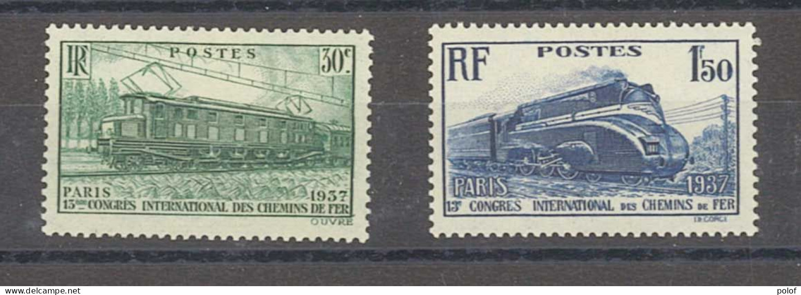 Yvert 339 - 340 - 13° Congrès International Des Chemins De Fer  1937 -  2 Timbres Neufs Sans Trace De Charnière - Autres & Non Classés