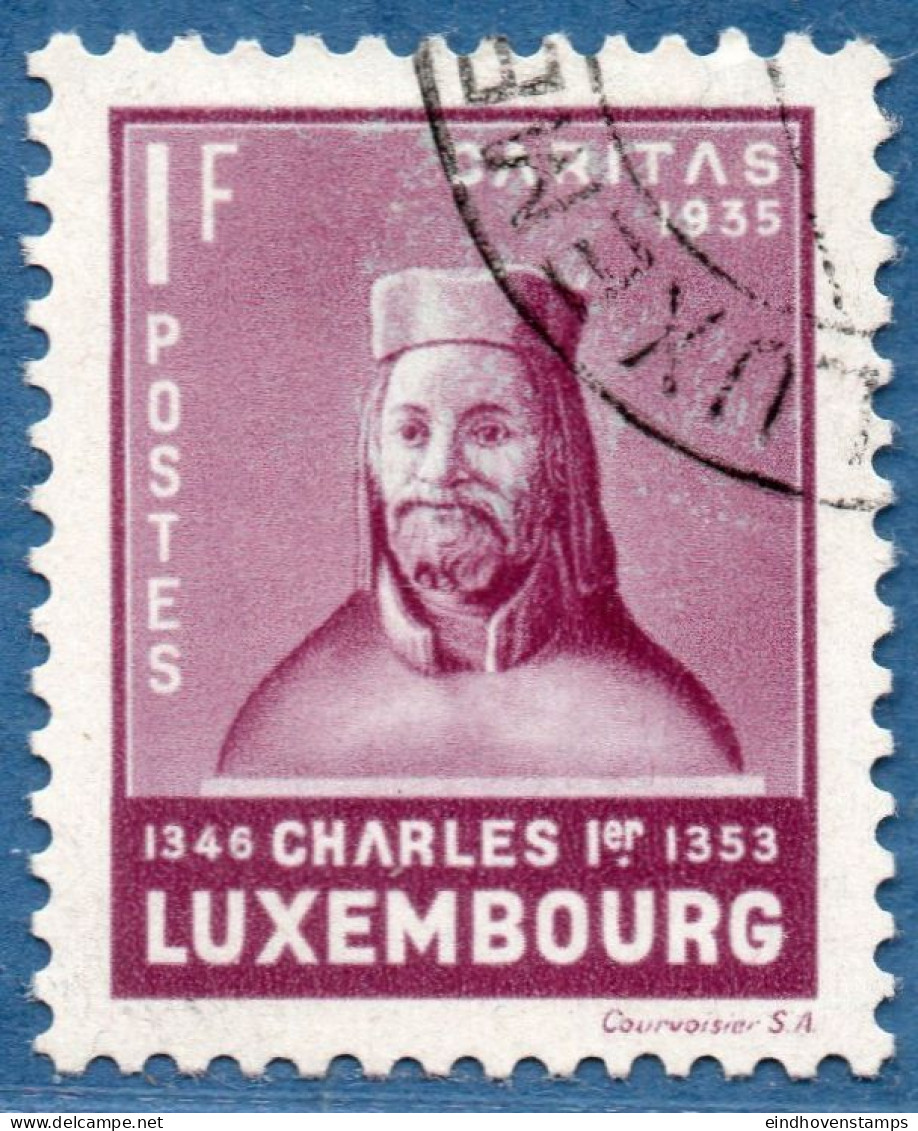 Luxemburg 1935 1 Fr Charles I, Caritas 1 Value Cancelled - Ungebraucht