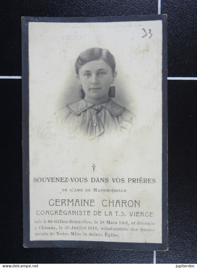 Germaine Charon St-Gilles-Bruxelles 1901  Chimay 1918  /33/ - Devotion Images