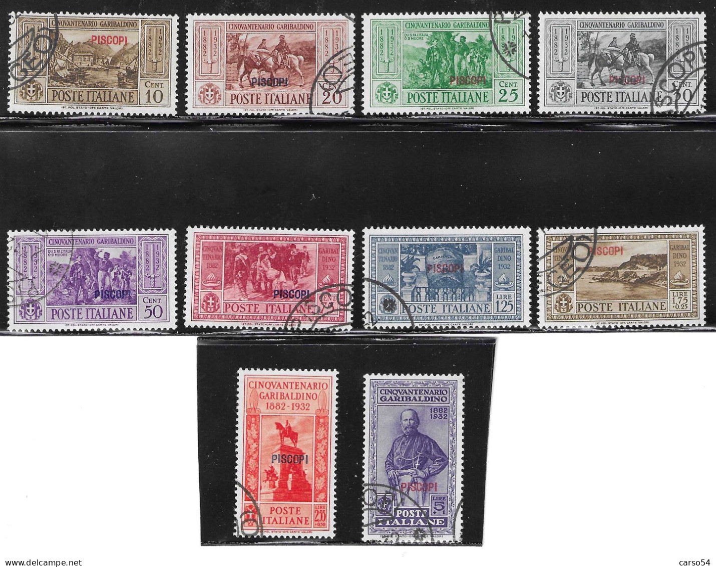 EGEO 1932 CINQUANTENARIO MORTE DI GARIBALDI -SERIE COMPLETA 14 ISOLE -SASSONE 6.500 EURO