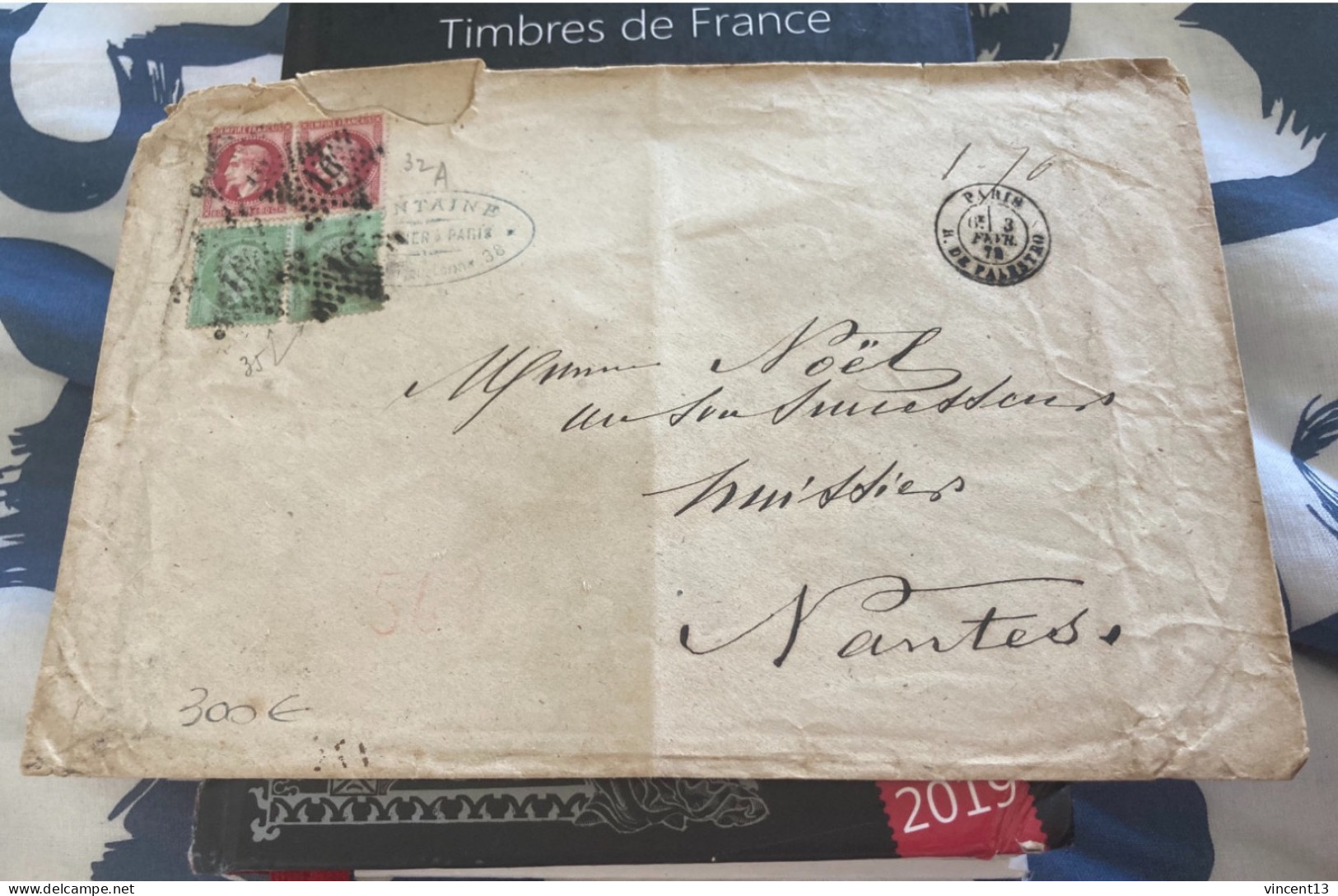 France Marcophilie Rare Lettre  Classique Napoleon No 35 Et 32A  1872 - 1863-1870 Napoleon III With Laurels