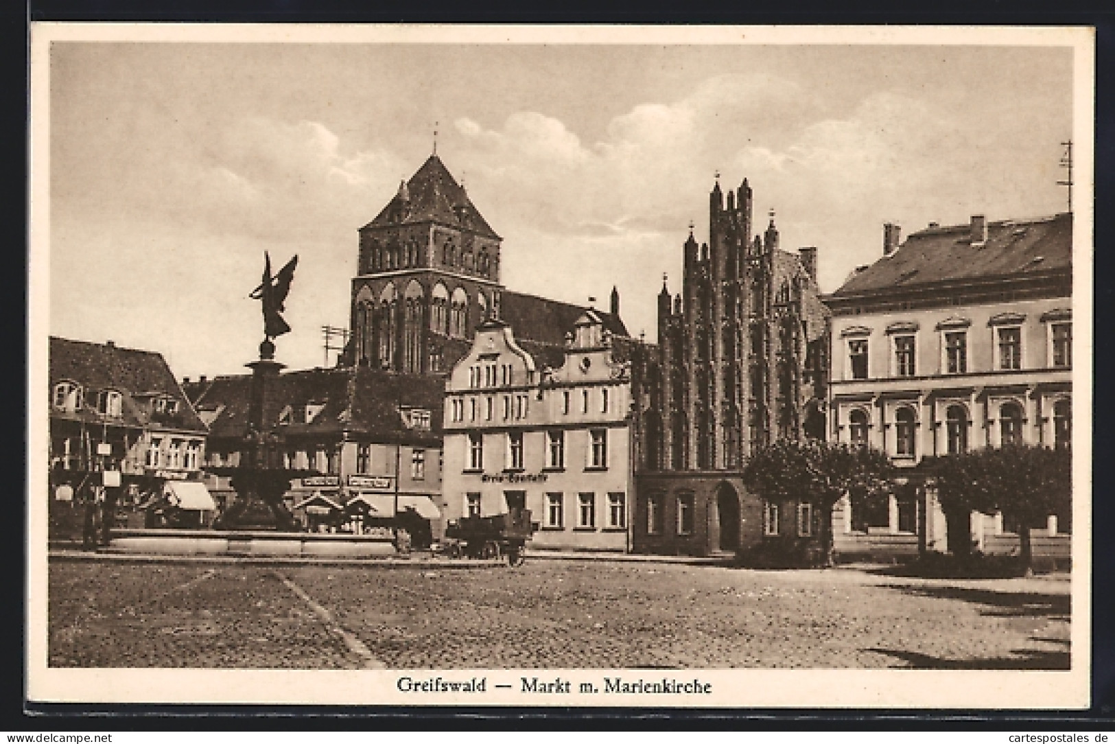 AK Greifswald, Marktansicht Mit Der Marienkirche Und Kreissparkasse  - Greifswald