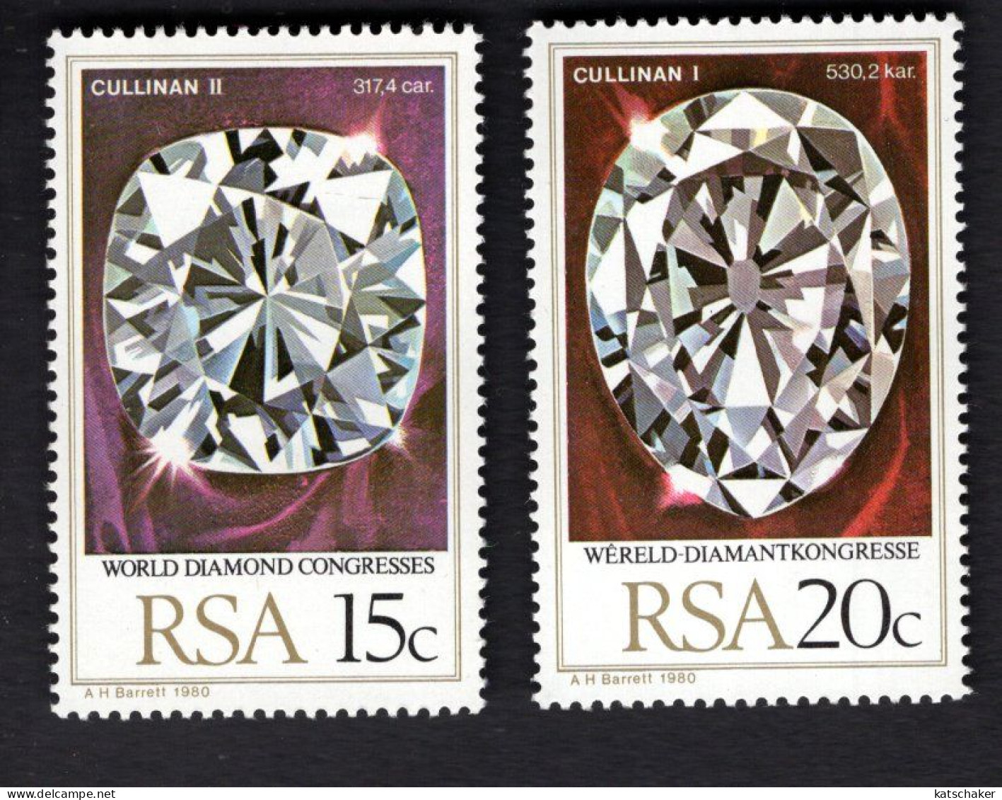 2031813848 1980 SCOTT 534 535  (XX)  POSTFRIS MINT NEVER HINGED - WORLD DIAMOND CONGRESS - GREAT STAR OF AFRICA DIAMOND - Unused Stamps