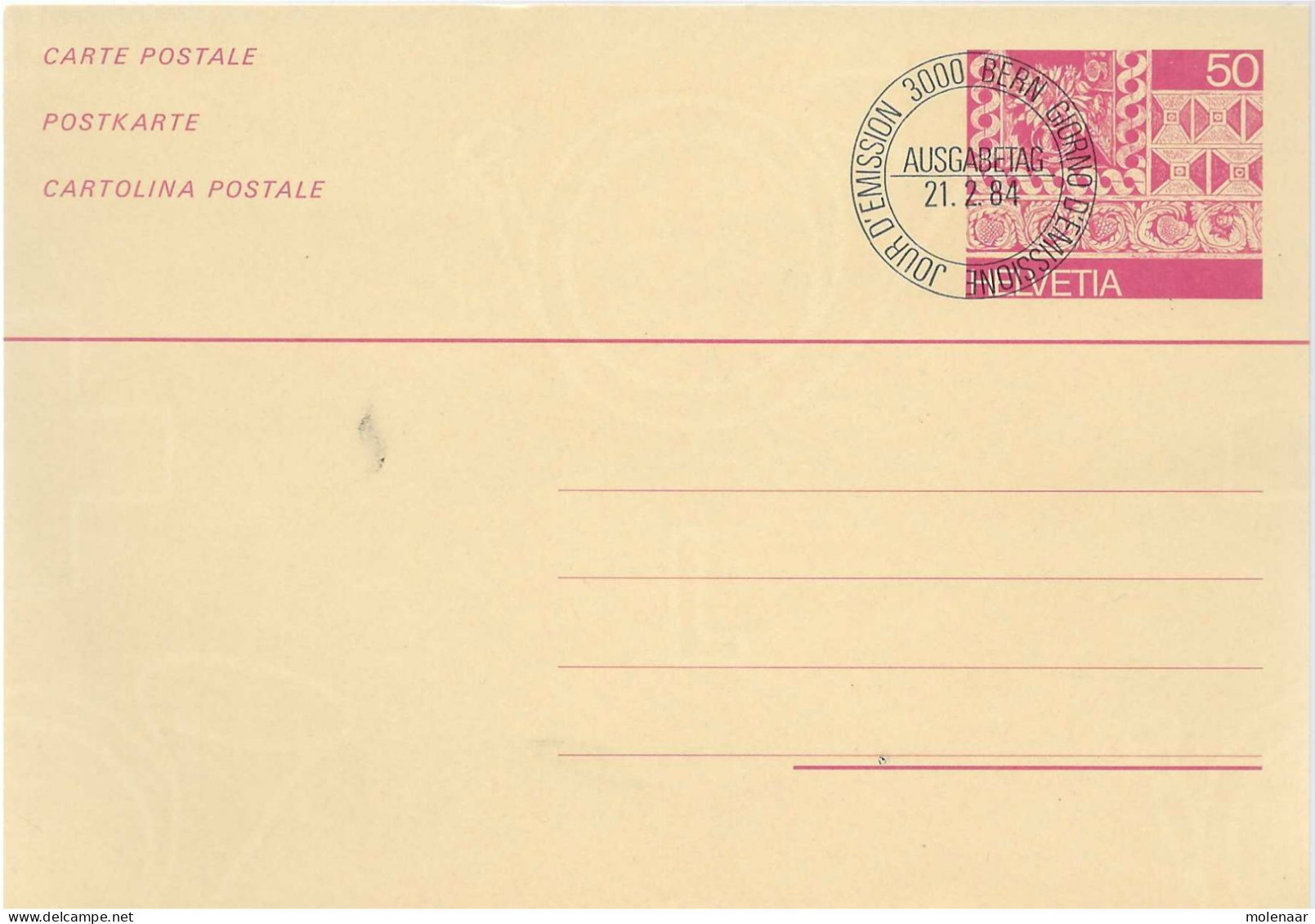 Postzegels > Europa > Zwitserland > Postwaardestukken Briefkaart Uit 1984 (17672) - Entiers Postaux