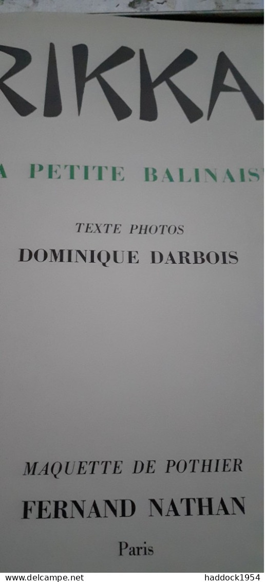 RIKKA La Petite Balinaise DOMINIQUE DARBOIS Nathan 1956 - Otros & Sin Clasificación