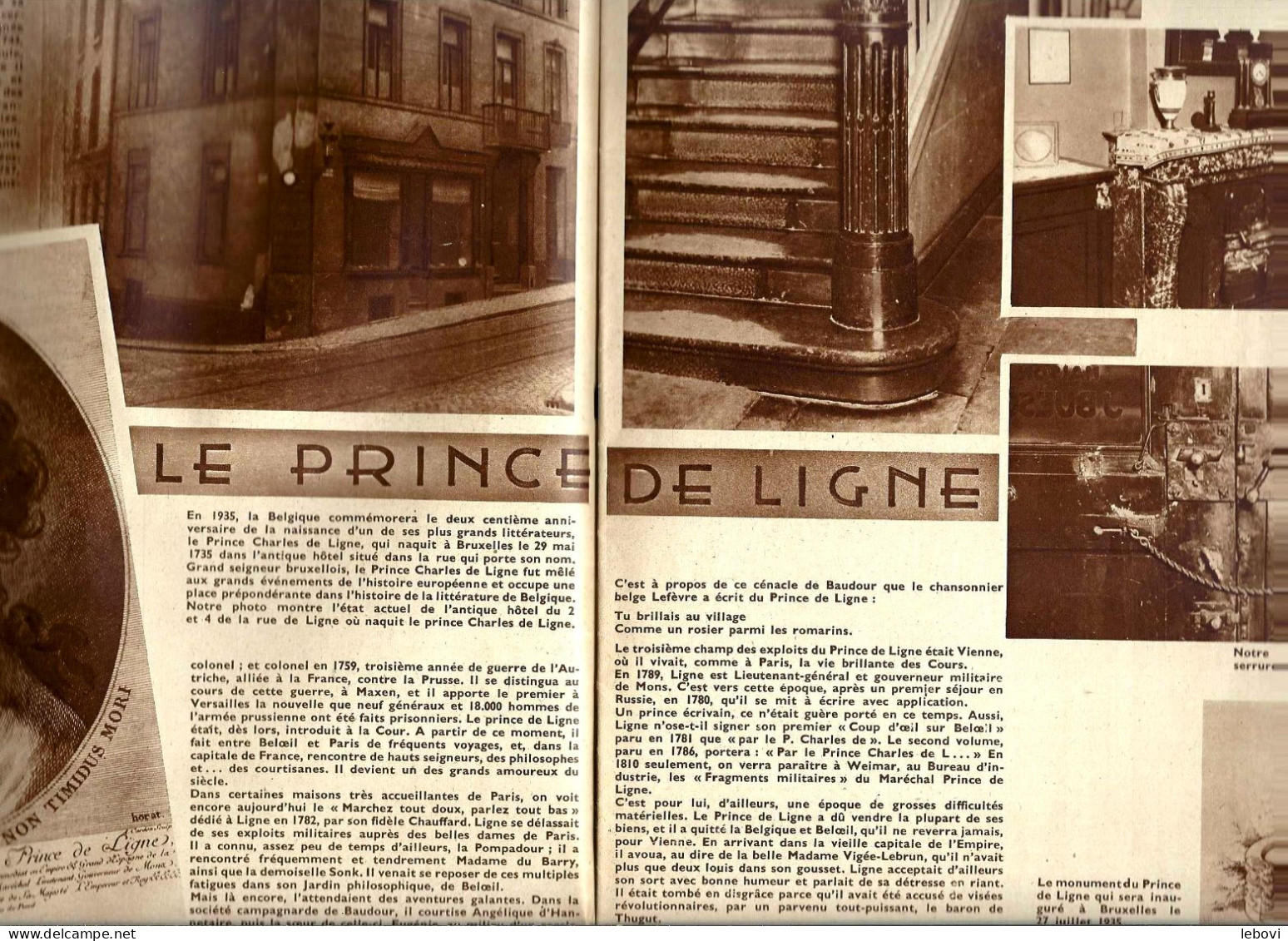 «Le Prince De Ligne» Article De 2 Pages (6 Photos) Dans « A-Z » Hebdomadaire Illustrée N° 6 (28/04/1935) - Belgique