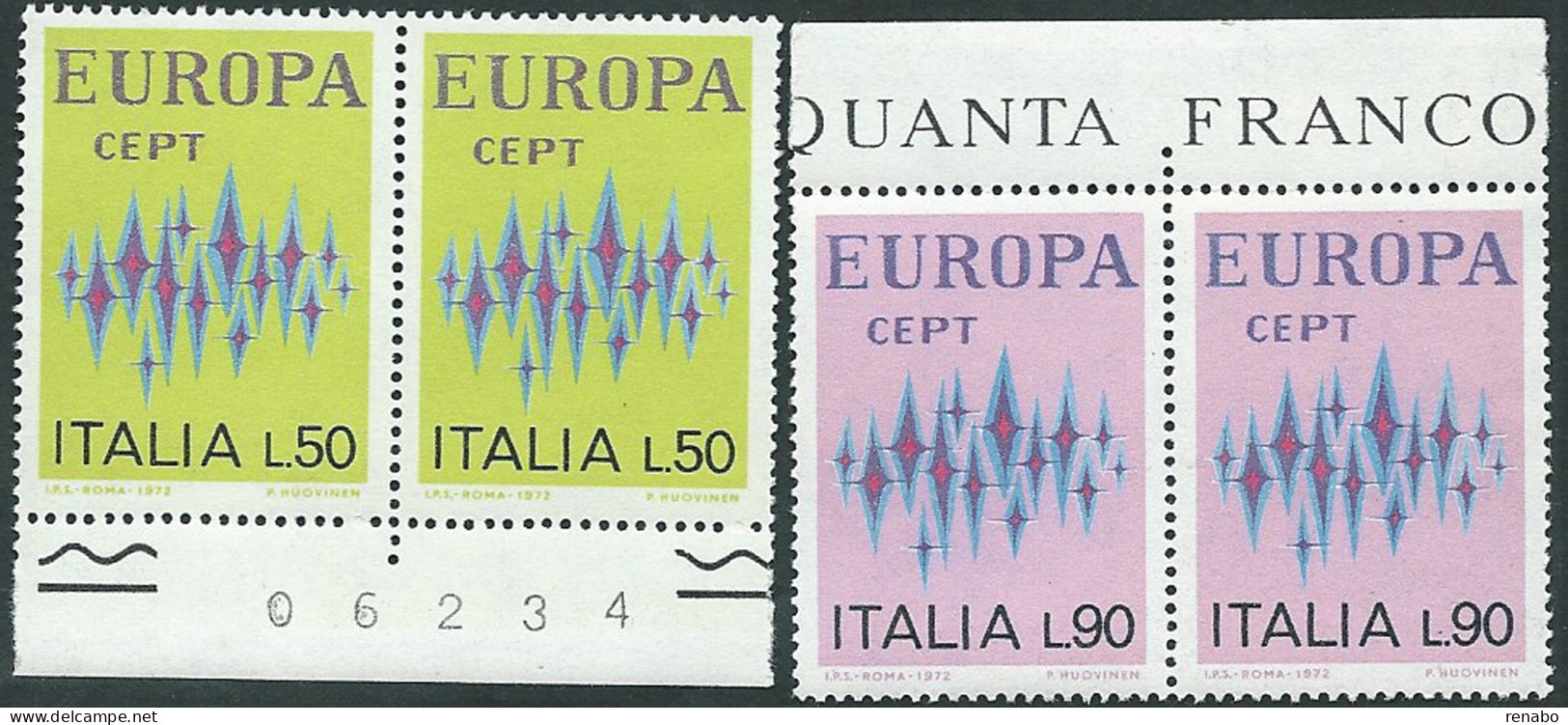 Italia 1972; EUROPA CEPT , Serie Completa. Coppie Di Bordo. - 1971-80: Neufs