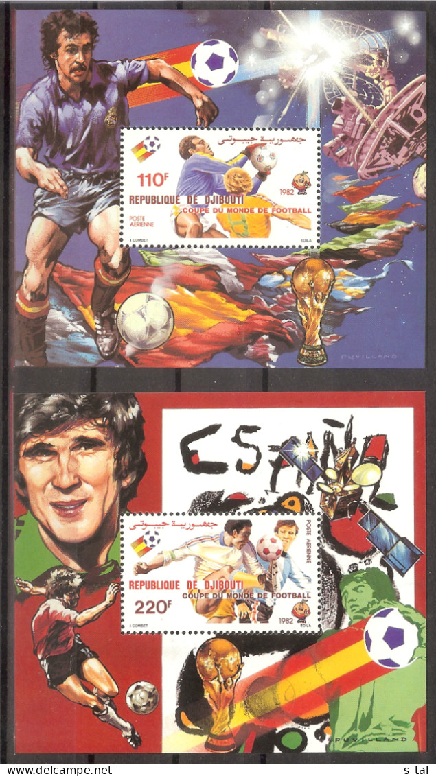 DJIDOUTI World Cup-82(soccer),space Set 2 S/Sheets  MNH - Sonstige & Ohne Zuordnung