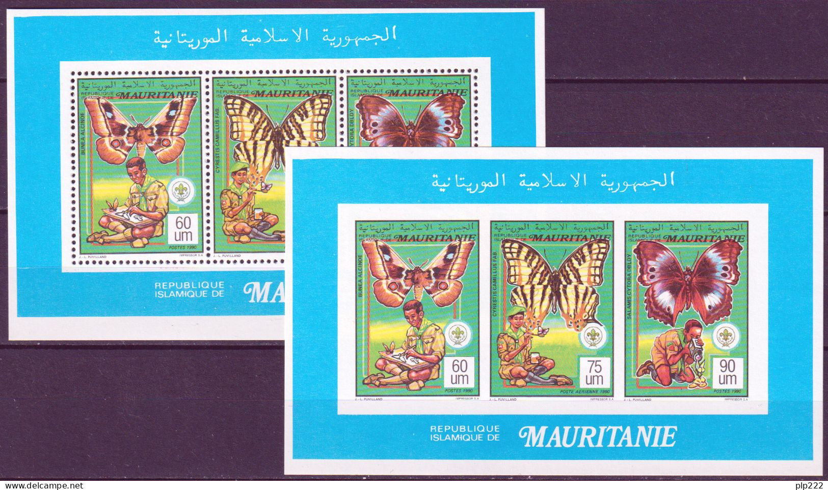Mauritania 1990 Scout Batterfly 2 BF **/MNH VF - Mauritania (1960-...)