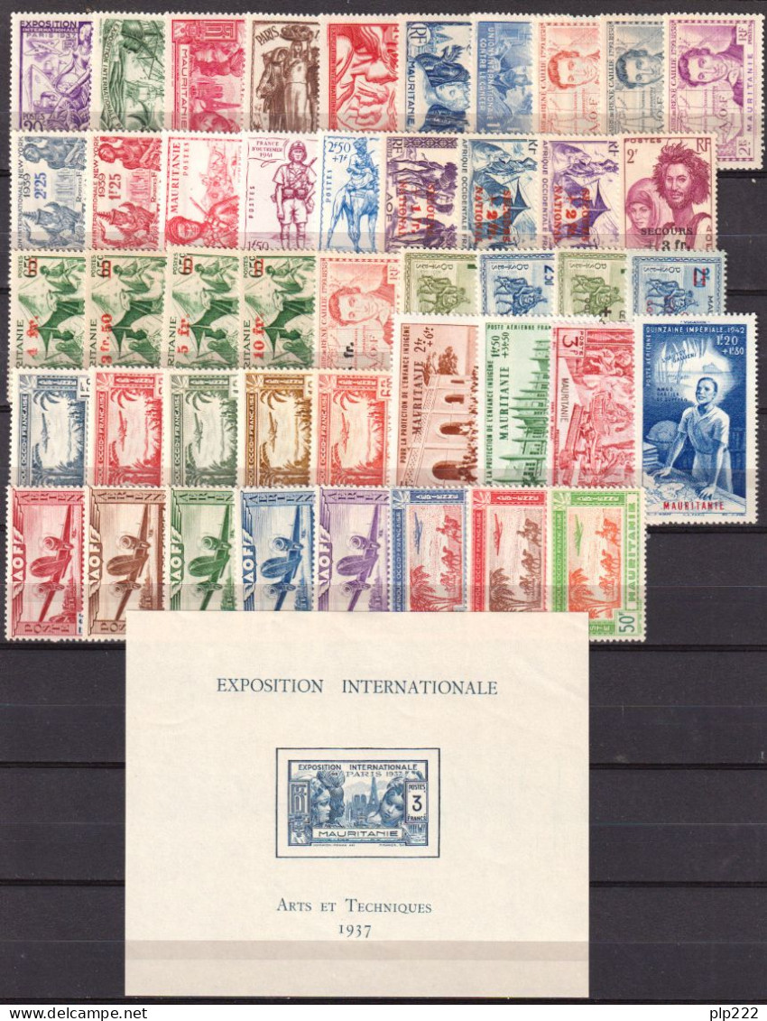 Mauritania 1937/44 Y.T.66/72,95/99,116/24,131/37,A1/17,BF1 */MH VF/F - Unused Stamps