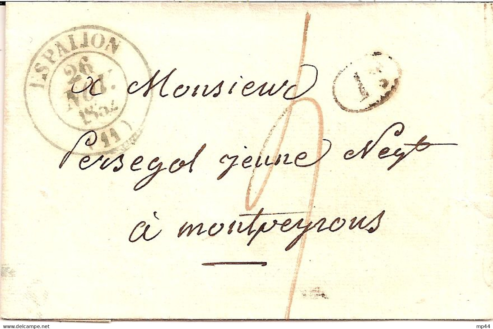 5I7 --- 12 ESPALION Pour Bersegol, Négociant à Montpeyrous  Type 13 Bleu - 1801-1848: Precursors XIX