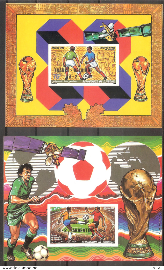 DJIDOUTI World Cup-82(soccer),space Set 2 S/Sheets Overp.imper. MNH - Sonstige & Ohne Zuordnung