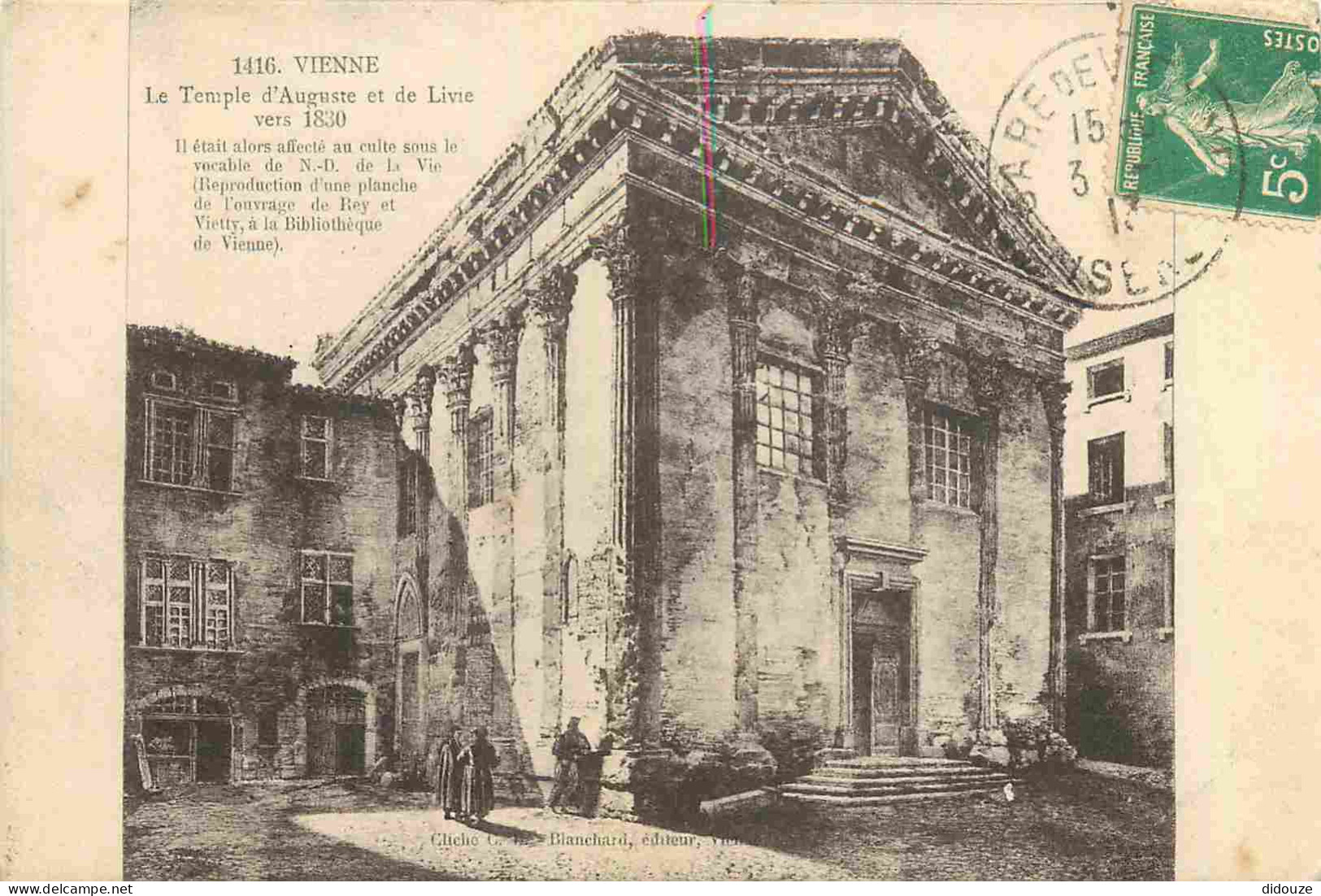 38 - Vienne - Le Temple D'Auguste Et De Livie Vers 1830 - Art Peinture - CPA - Oblitération Ronde De 1913 - Voir Scans R - Vienne