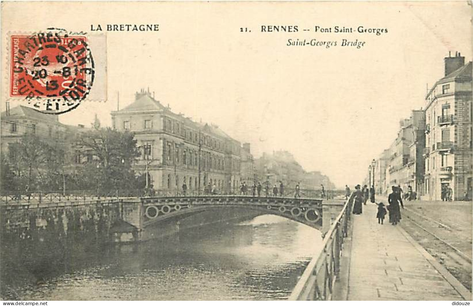 35 - Rennes - Pont Saint-Georges - Animée - Oblitération Ronde De 1913 - CPA - Voir Scans Recto-Verso - Rennes