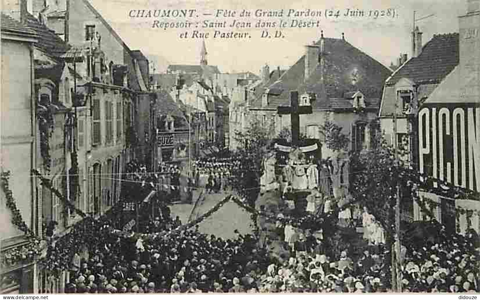 52 - Chaumont - Fete Du Grand Pardon - 24 Juin 1928 - Reposoir - St Jean Dans Le Désert Et Rue Pasteur - Animée - CPA -  - Chaumont