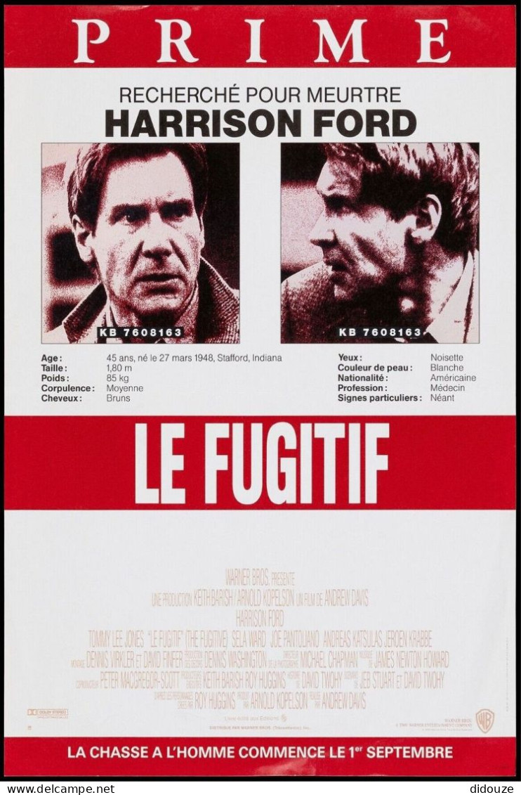 Cinema - Le Fugitif - Harrison Ford - Affiche De Film - CPM - Carte Neuve - Voir Scans Recto-Verso - Affiches Sur Carte