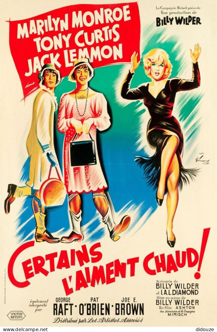 Cinema - Certains L'aiment Chaud - Marilyn Monroe - Tony Curtis - Jack Lemmon Illustration Vintage - Affiche De Film - C - Plakate Auf Karten