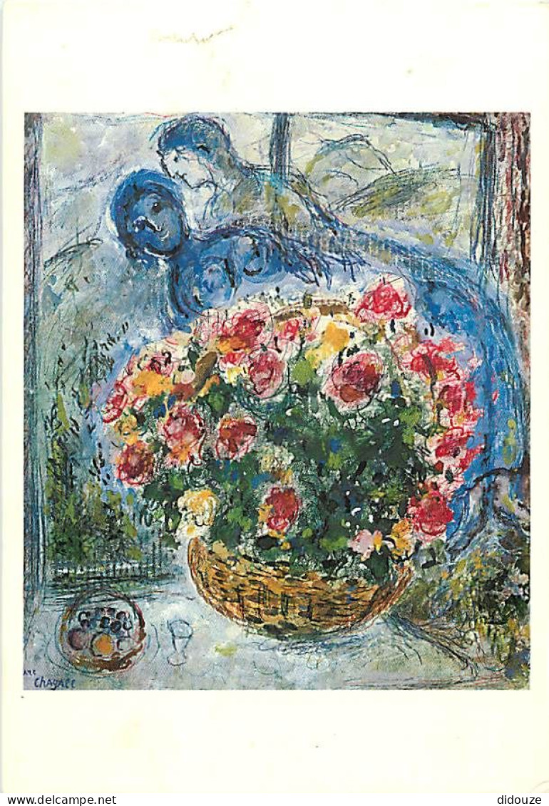 Art - Peinture - Marc Chagall - Couple Et Fleurs , 1972 - CPM - Voir Scans Recto-Verso - Malerei & Gemälde