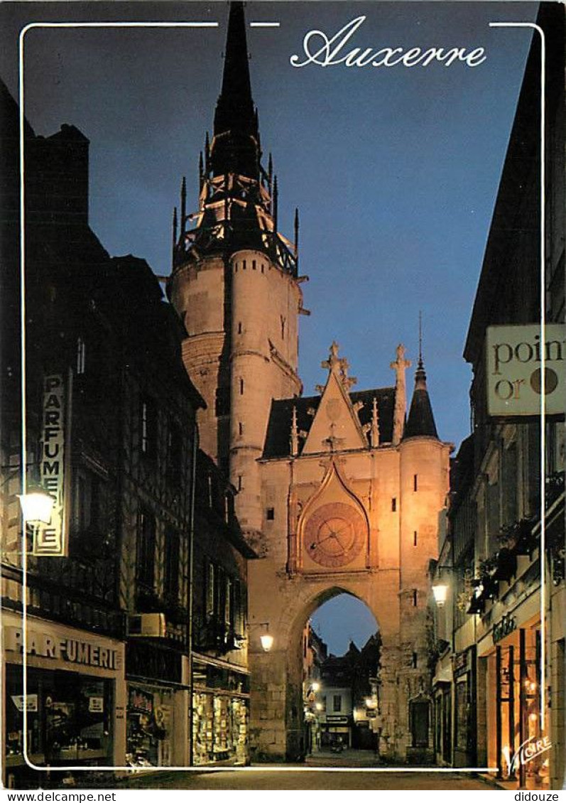 89 - Auxerre - La Tour De L'Horloge Ou Tour Gaillarde - Vue De Nuit - Flamme Postale De Auxerre - CPM - Voir Scans Recto - Auxerre