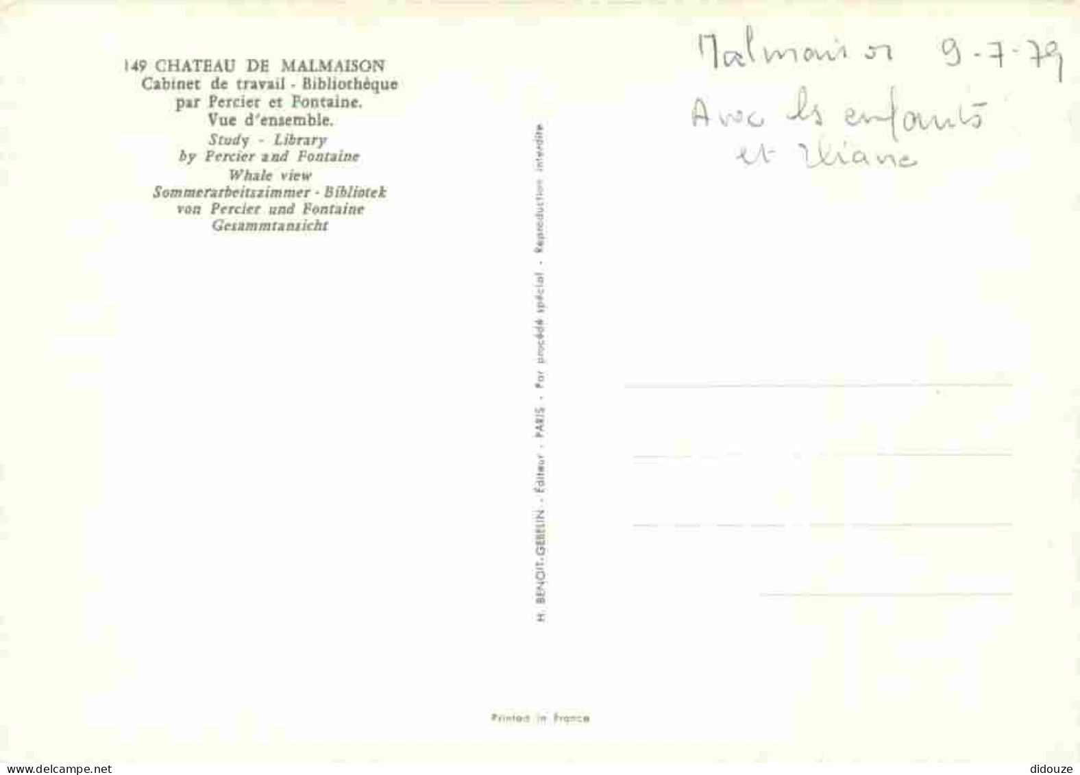 92 - Rueil-Malmaison - Intérieur Du Château - Le Cabinet De Travail - Bibliothèque - CPM - Voir Scans Recto-Verso - Rueil Malmaison