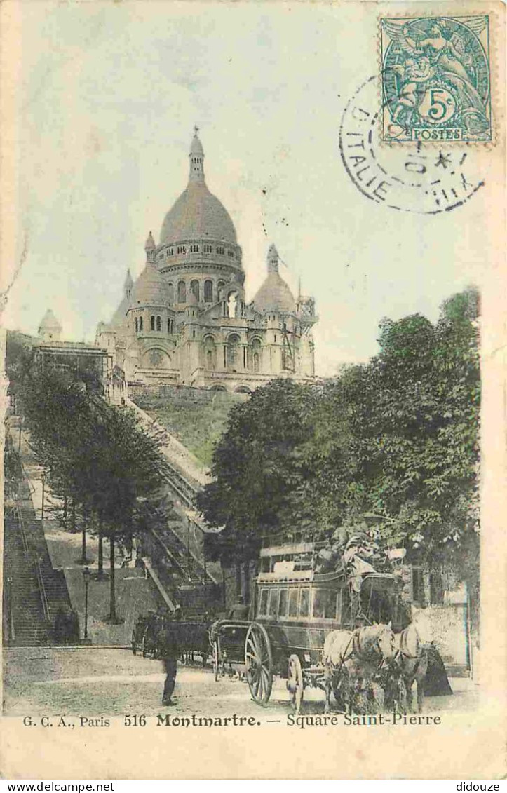 75 - Paris 18 - Montmartre - Square Saint Pierre - Animée - CPA - Oblitération Ronde De 1904 - Voir Scans Recto-Verso - Distretto: 18