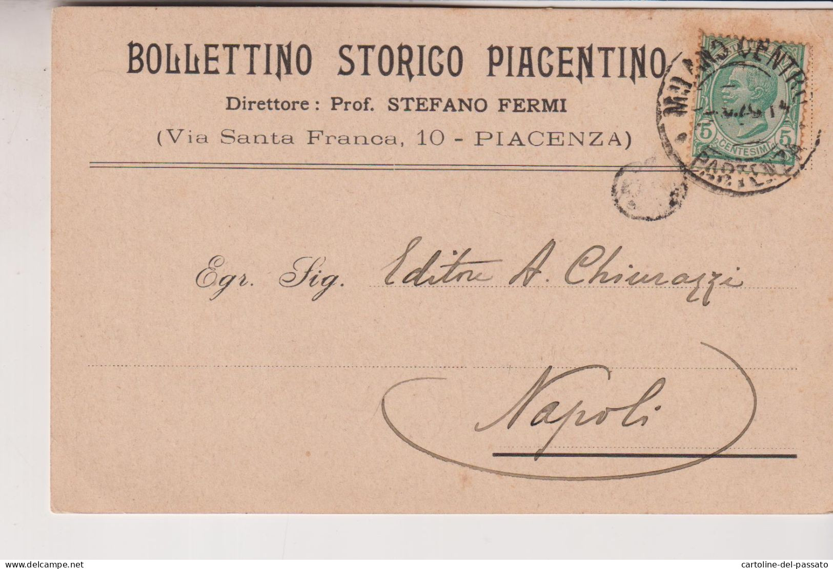 PIACENZA STORIA POSTALE PUBBLICITARIA  BOLLETTINO STORICO PIACENTINO - Piacenza