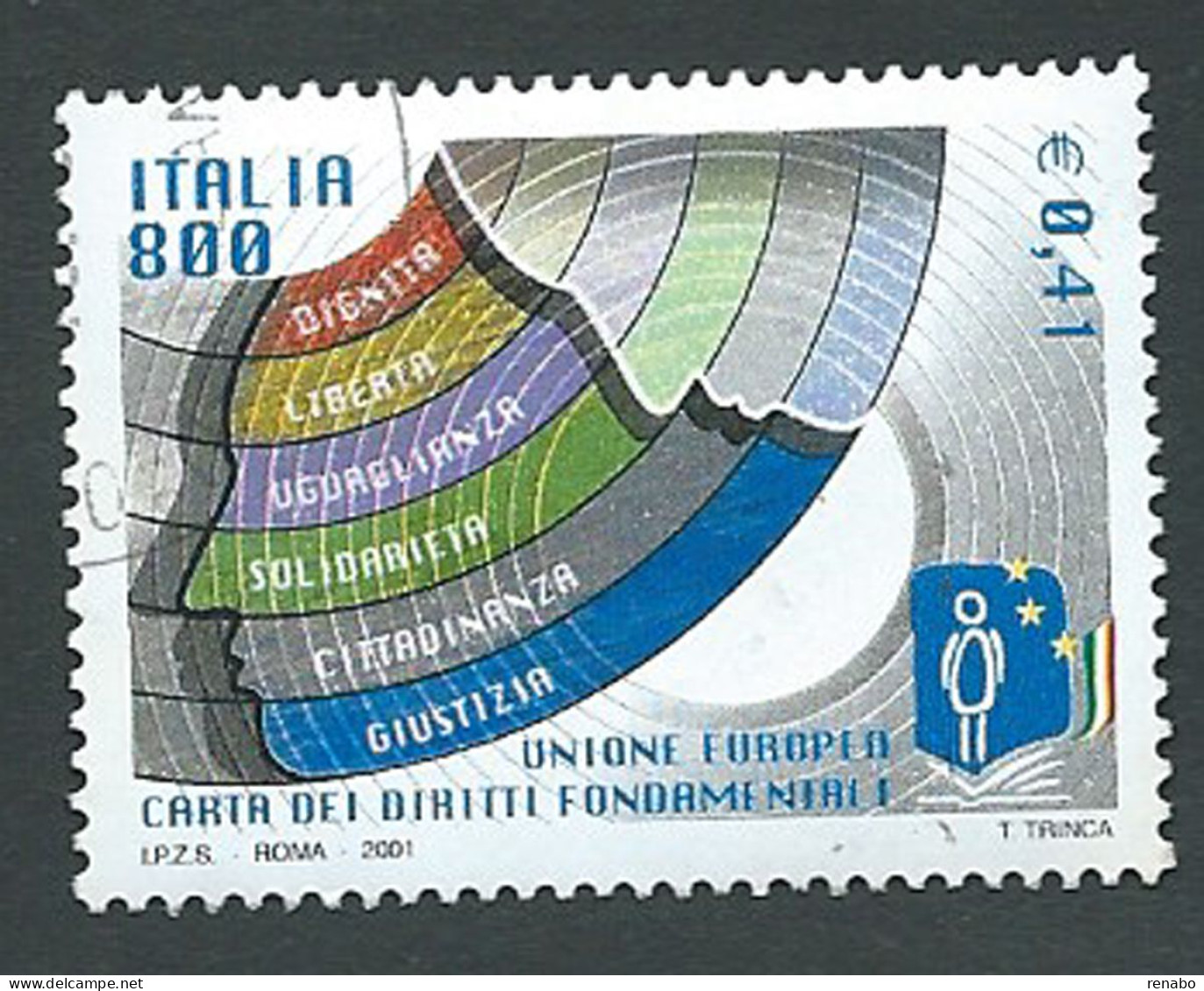 Italia 2001; Carta Dei Diritti Fondamentali Dell' Unione Europea. Usato - 2001-10: Oblitérés