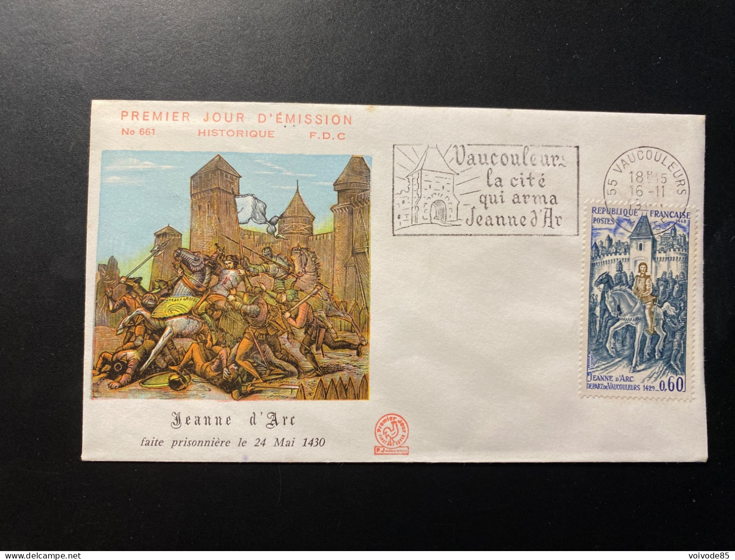 Enveloppe 1er Jour "Histoire De France - Jeanne D'Arc" 16/11/1968 - Flamme - 1579 - Historique N° 661 - 1960-1969
