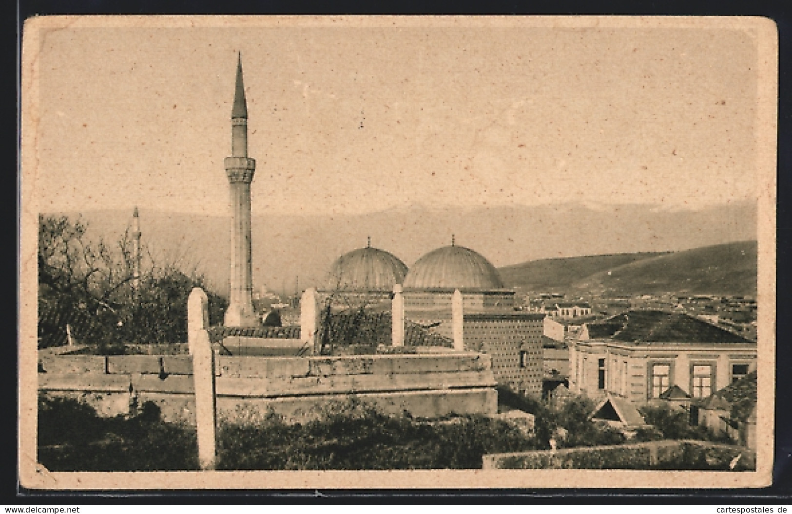 AK Skopje, Moschee Mit Bergpanorama  - Macédoine Du Nord