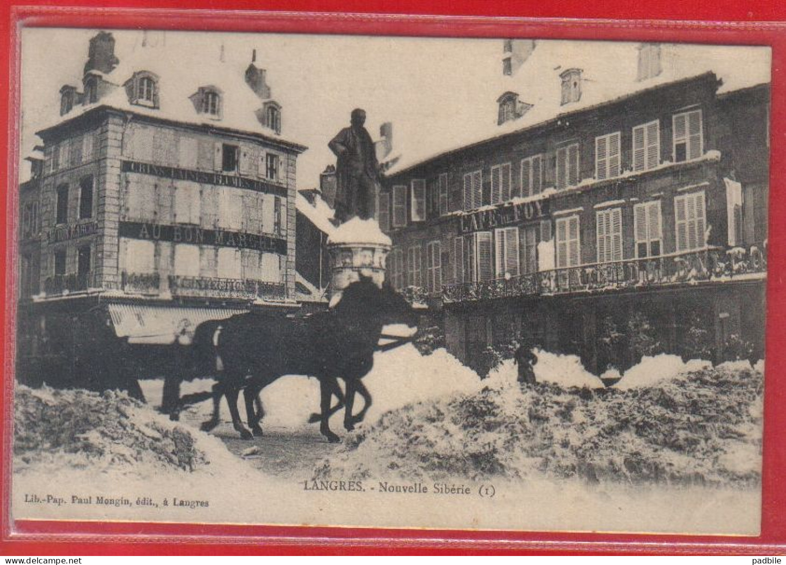 Carte Postale 52. Langres  Nouvelle Sibérie  Café De Foye Et Au Bon Marché  Sous La Neige Très Beau Plan - Langres