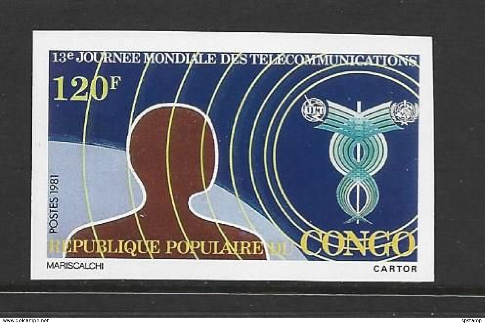 Congo 1981 World Telecommunication Day Single Imperforate / Non Dentele MNH - Mint/hinged