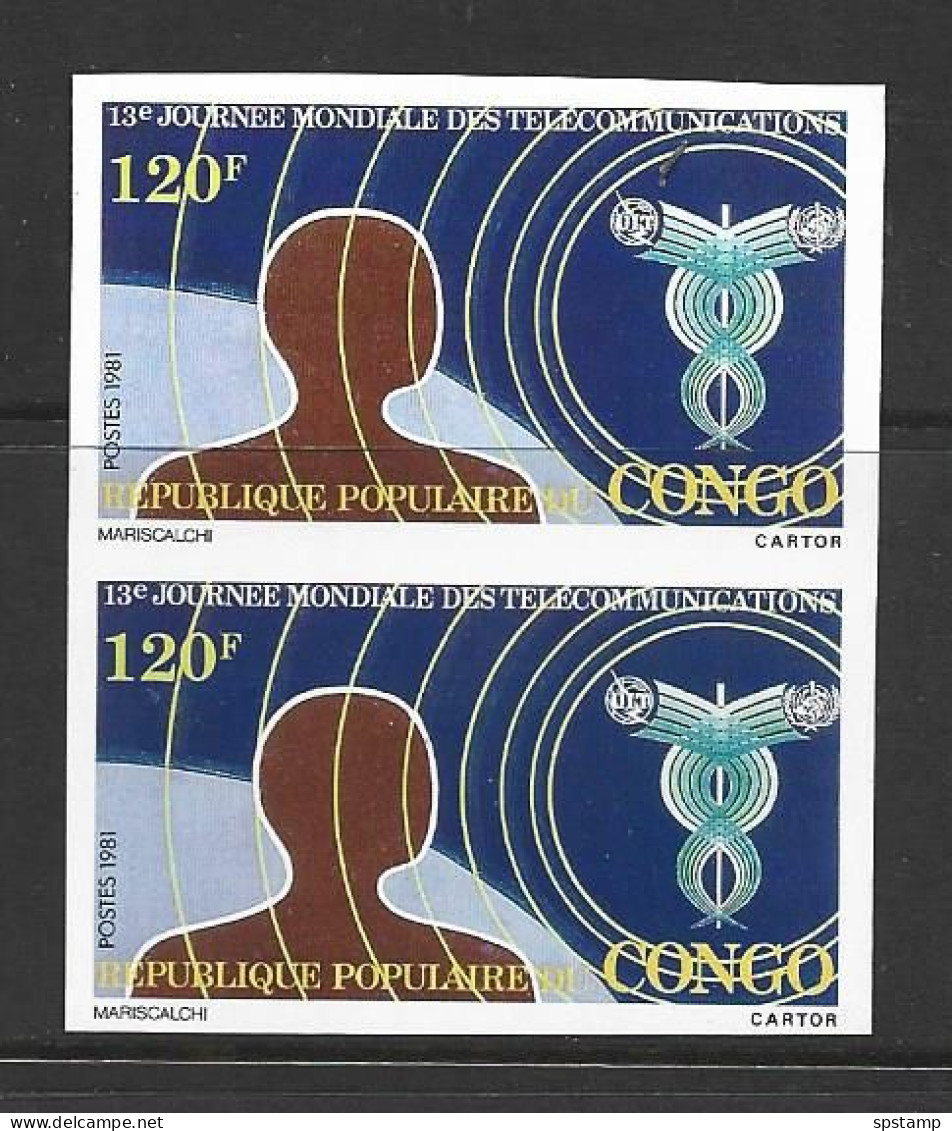 Congo 1981 World Telecommunication Day Single Imperforate / Non Dentele Pair MNH - Mint/hinged
