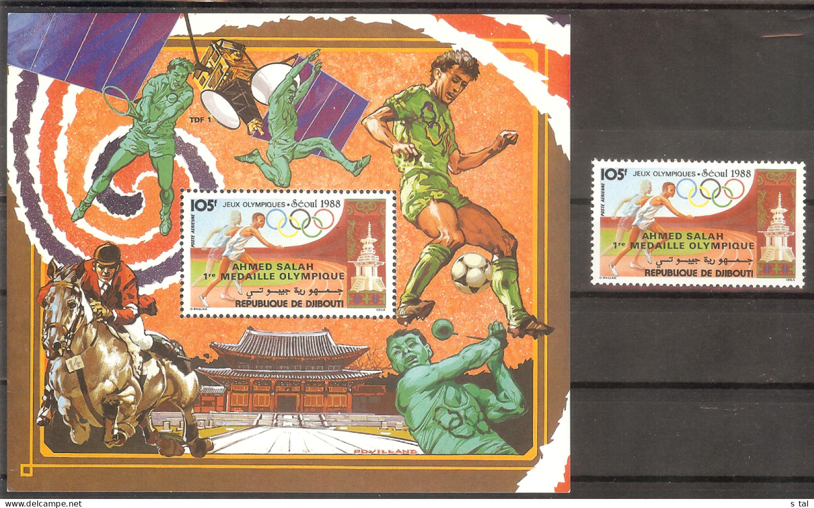 DJIDOUTI Olympic Games-88(horse,soccer,tennis),space Set 1 Stamp+S/Sheet Overp.  MNH - Autres & Non Classés