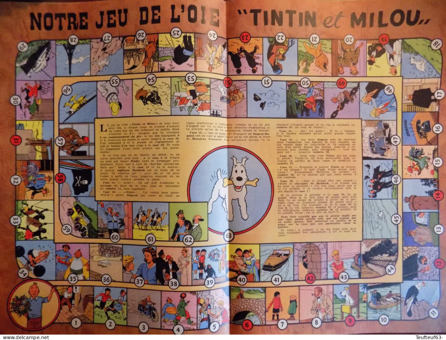 Tintin N° 39-1951 Couv. Tintin - Avec Jeu De L'oie - Tintin