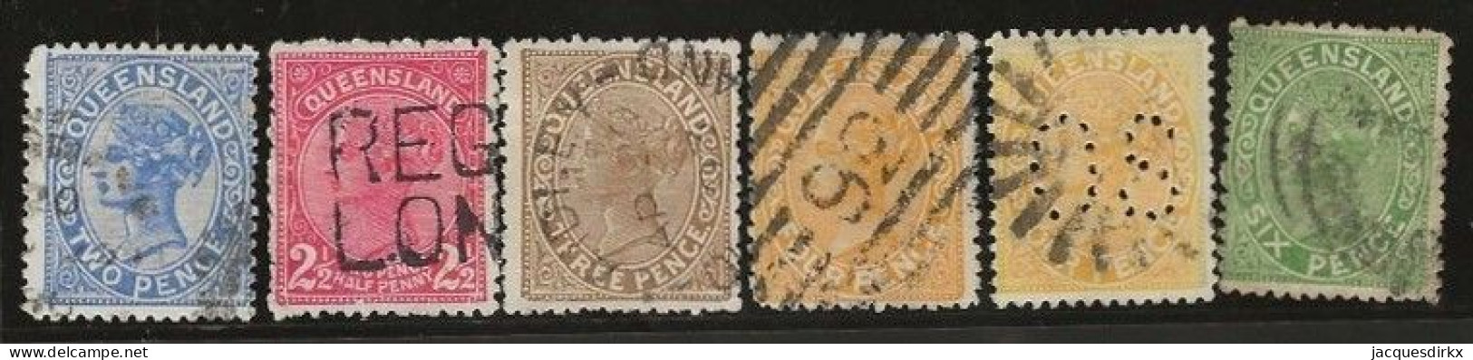 Queensland    .   SG    .   191/196  Without 195    .   O      .     Cancelled - Used Stamps