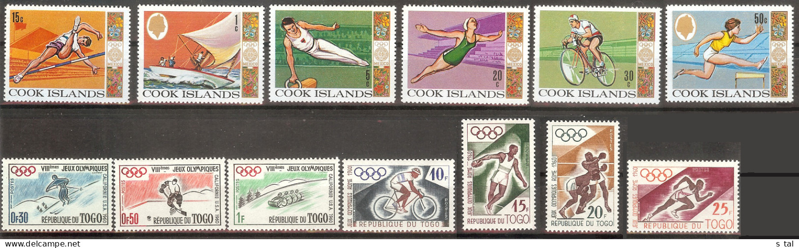 TOGO,COOK ISL. Olympic Games-60,68(cycling,hockey) Set 13 Stamps  MNH - Autres & Non Classés