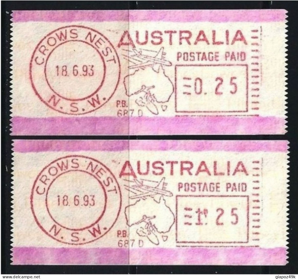 ● AUSTRALIA 1993 ️● POSTAGE PAID ● Usati  Da 0,25 E 1,25 C. ● Cat. ? ● € ️ Lotto 58 ️● - Machine Labels [ATM]