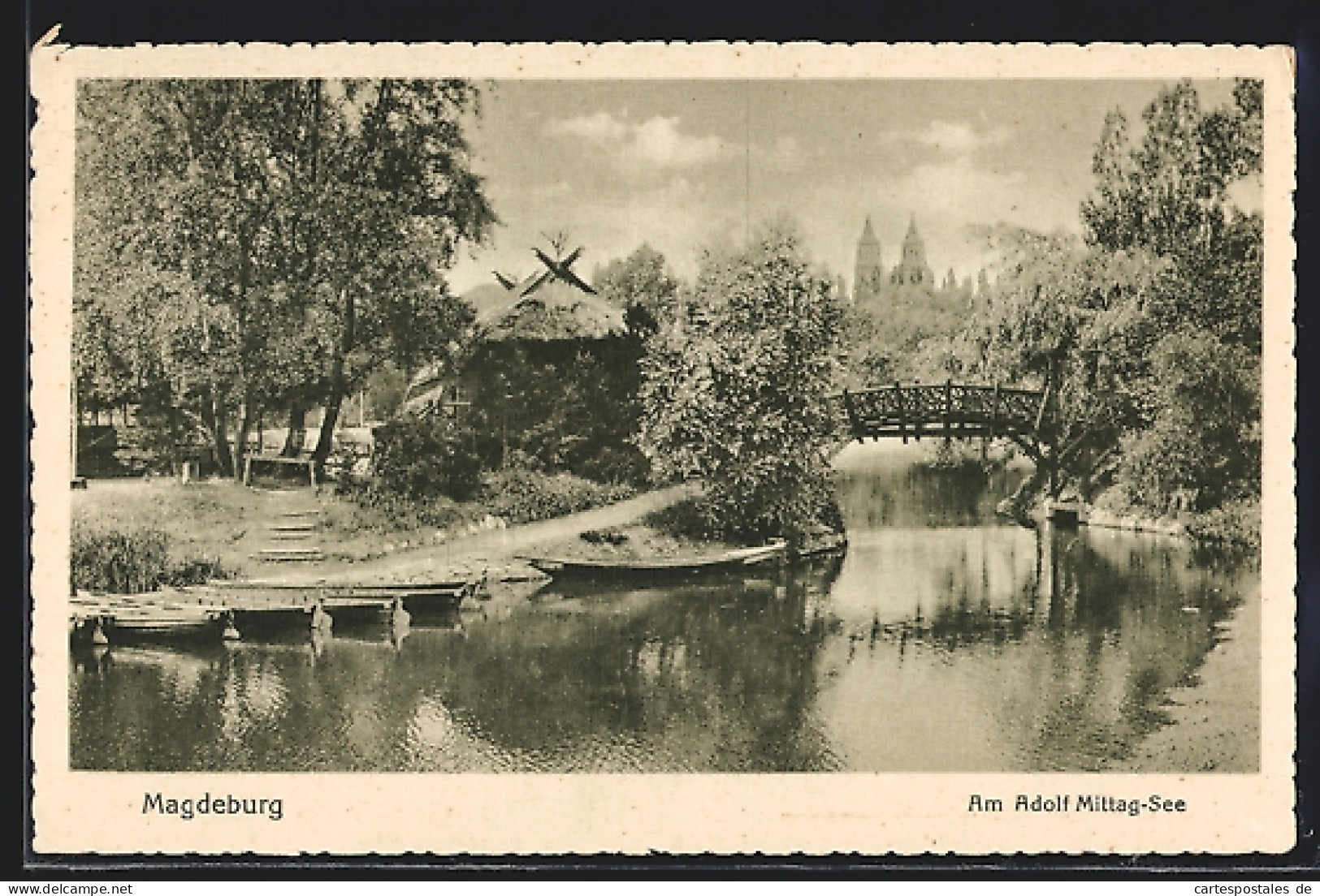 AK Magdeburg, Motiv Am Adolf-Mittag-See  - Maagdenburg