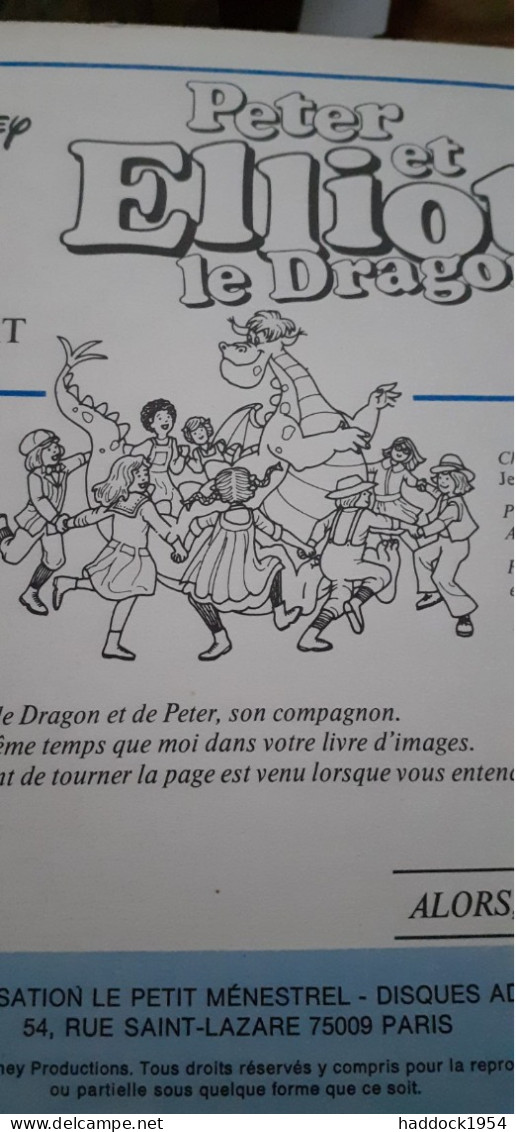 Peter Et Elliott Le Dragon JEAN TOPART WALT DISNEY Le Petit Ménestrel 1978 - Kinderen