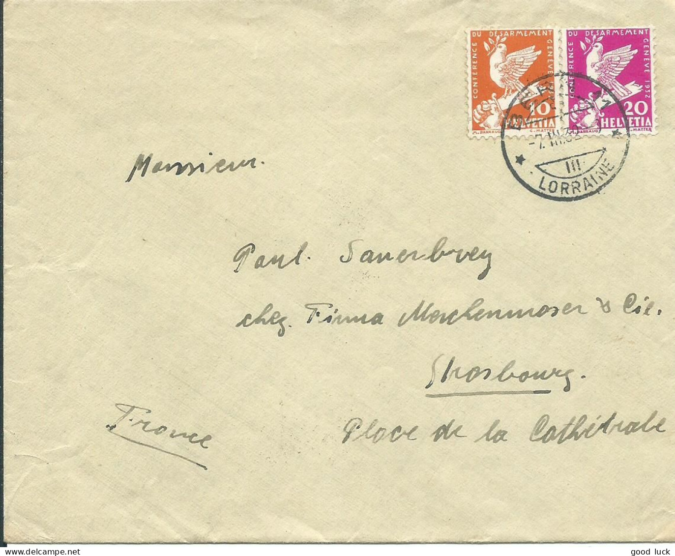 SUISSE 30c BERNE POUR STRASBOURG ( BAS RHIN ) DE 1932 LETTRE COVER - Lettres & Documents