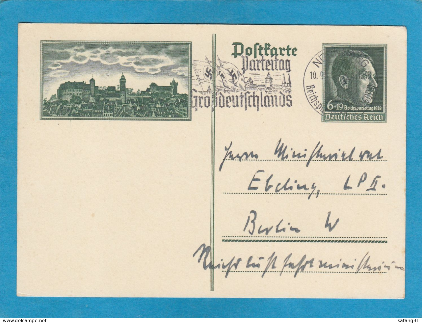P 272 ,STEMPEL " NÜRNBERG, PARTEITAG GROSSDEUTSCHANDS". - Postkarten