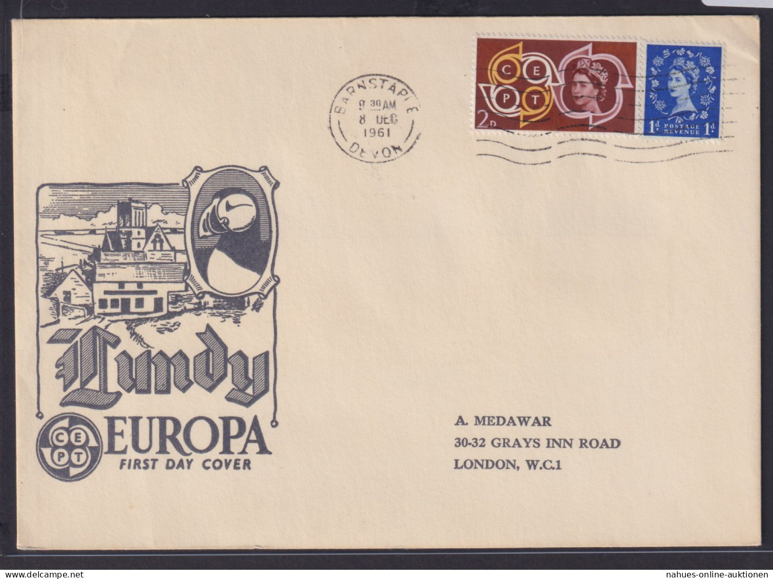 Großbritannien Lokal Lundy Mit Aufdruck Europa Als FDC - Covers & Documents