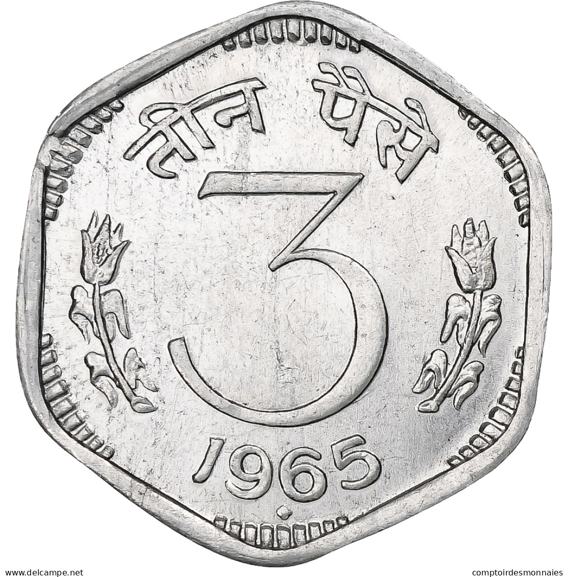 Inde, 3 Paise, 1965, Bombay, Aluminium, SUP, KM:14 - India