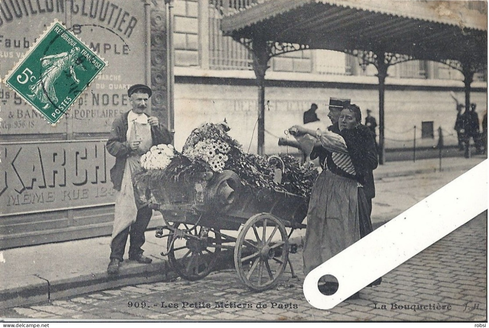 75 Paris, Les Petits Métiers Hauser, J.H... N° 909,  La Bouquetière,  D5315 - Petits Métiers à Paris