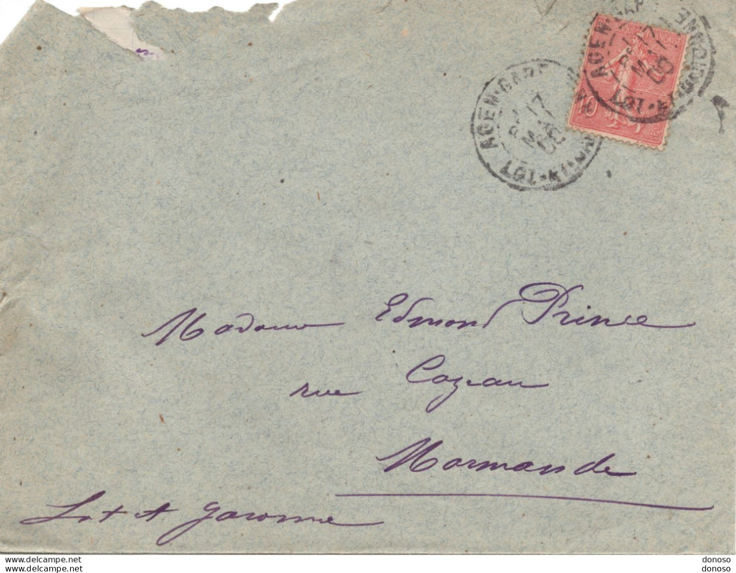 Lettre De 1906 D'Agen Pour Marmande, Type Semeuse Lignée - 1877-1920: Semi Modern Period